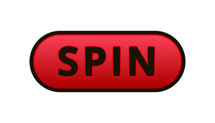 Red button displaying the word spin in bold black capitals, suggesting an active command.