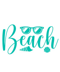 Beach typography clip art design on plain white transparent isolated background for card, shirt, hoodie, sweatshirt, apparel, tag, mug, icon, poster or badge