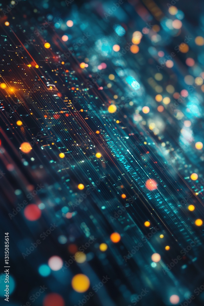 Poster explore an abstract data visualization concept representing iot technologies. the image features vib