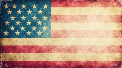 Obraz premium A Distressed Vintage-Style Representation of the National Banner with Faded Colors and Textured Surface
