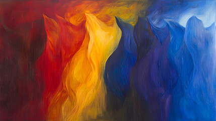 Abstract fiery painting, colors blend, wall art, home decor