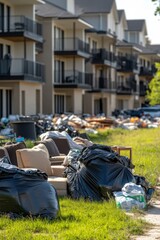 Trash and junk at resident community during Spring cleaning up