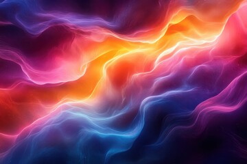 Fototapeta premium Colorful abstract art depicting flowing waves of vibrant hues in a cosmic landscape