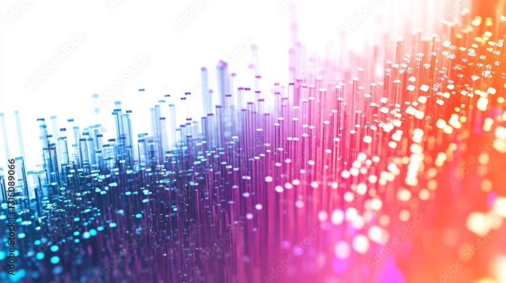 Poster a colorful, abstract image of many different colored lines and shapes
