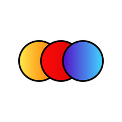 Three circles overlap each other, featuring vibrant yellow, red, and blue shades with bold outlines.