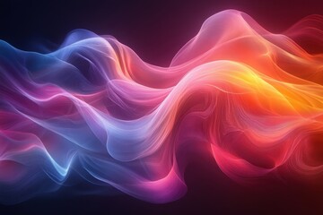 Obraz premium Colorful abstract waves blend together in a mesmerizing digital artwork showcasing fluid motion and vibrant light effects