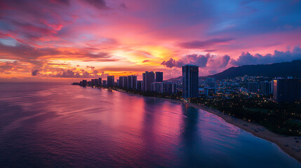 Fototapeta premium sunset over the river