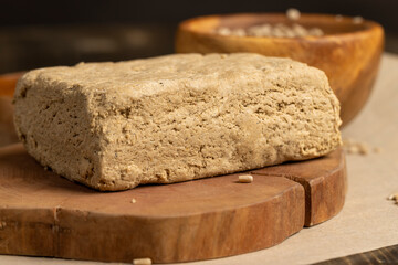 halva made from roasted sunflower seeds and crushed into one solid mass