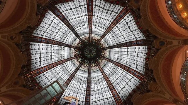 Glass dome of Galeries Lafayette in Paris, France