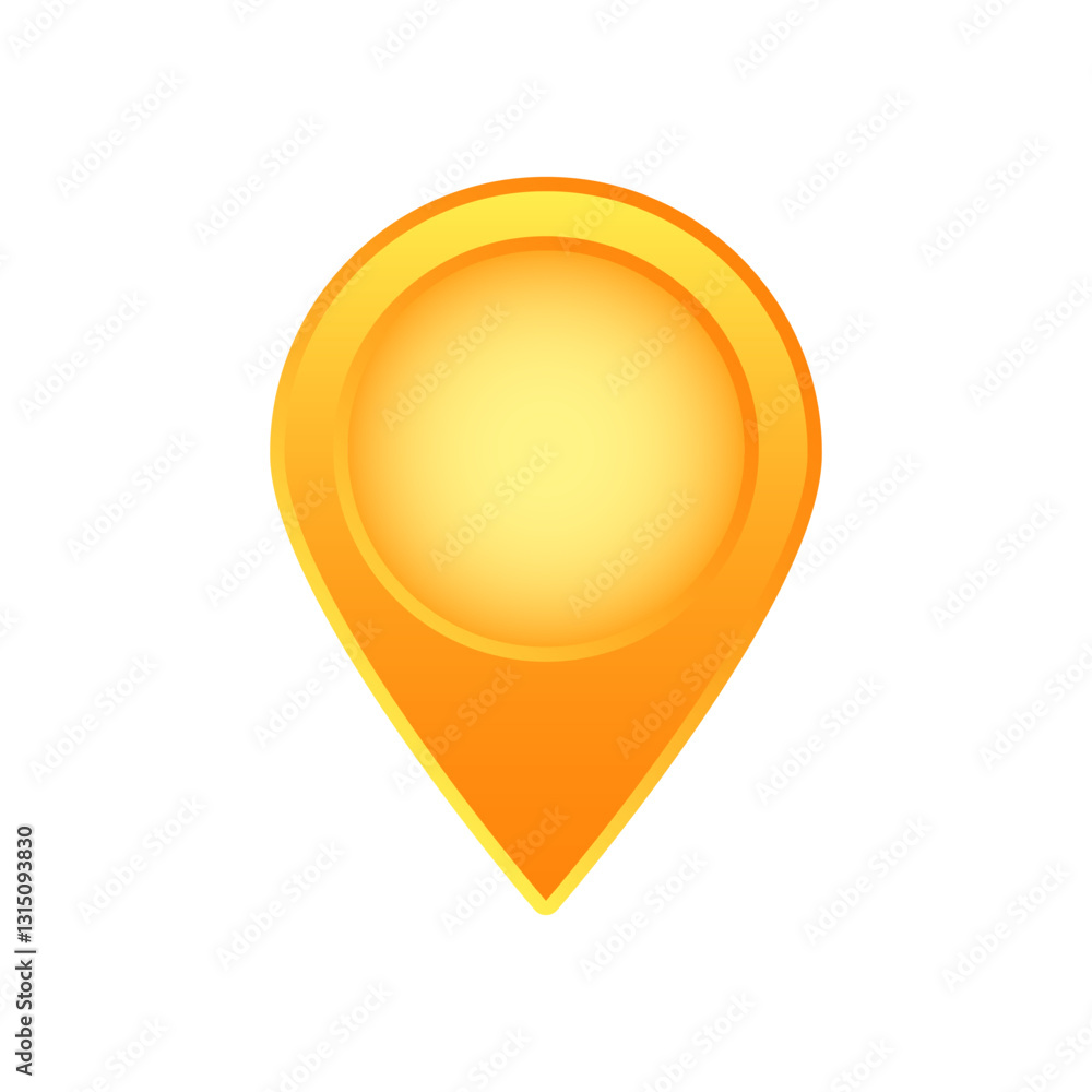 Poster yellow location marker with a circular center. design features a glossy appearance and shiny effect.