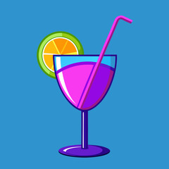 cocktail with lemon and straw