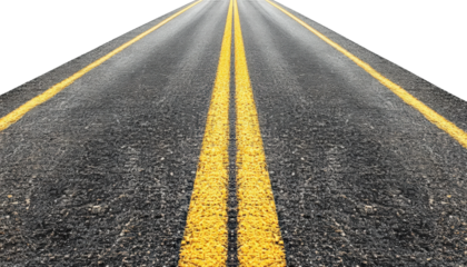 Driving journey on open road landscape view isolated on transparent background, png