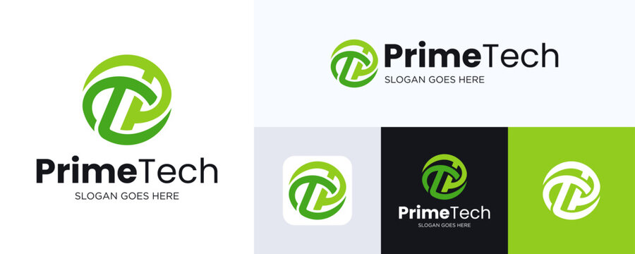 Letter P or T and PT logo design is integrated with the planet logo sign, Abstract vector logo in sphere shape, Global Technology, Astrology, World symbol logotype, Symbol Round circle illustration