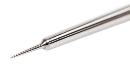 Needle isolated in closeup, a sharp metal sewing tool, ideal for craft, sewing, or needlework projects.