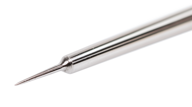 Needle isolated in closeup, a sharp metal sewing tool, ideal for craft, sewing, or needlework projects.