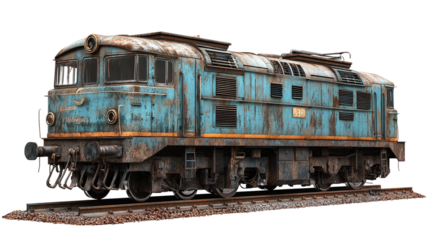 Railway railroad isolated, showcasing locomotive train travel, transportation, and old metal metro tourism, ideal for adventure or transport imagery.