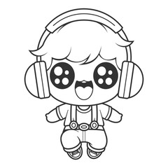 Boys feel happy listening to music, for coloring