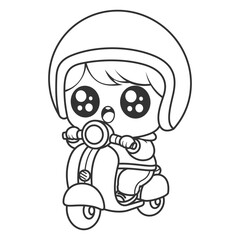 Boys have fun riding scooters, for coloring