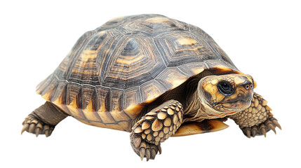 Obraz premium Tortoise turtle isolated, a slow-moving exotic pet animal, ideal for nature, wildlife, or reptile-themed content.