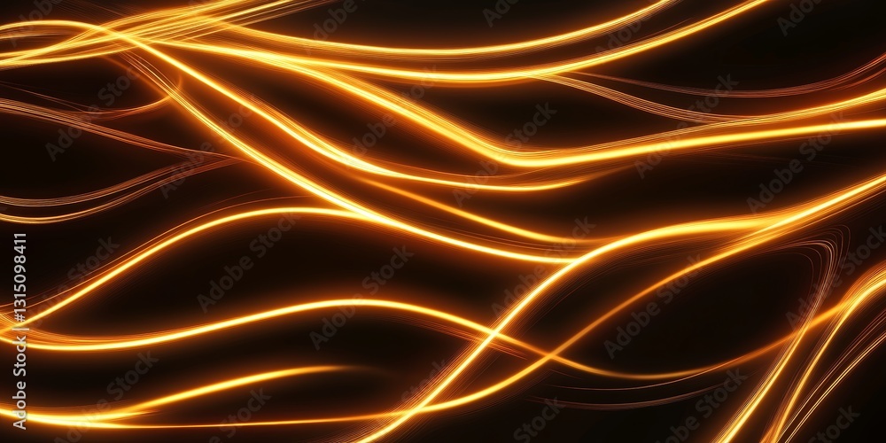 Poster an abstract image featuring flowing golden light waves against a dark background. this dynamic visua