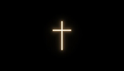 The illuminated cross of light on a sleek black background exudes a sense of modernity and power, while also embodying a sacred and reverent design