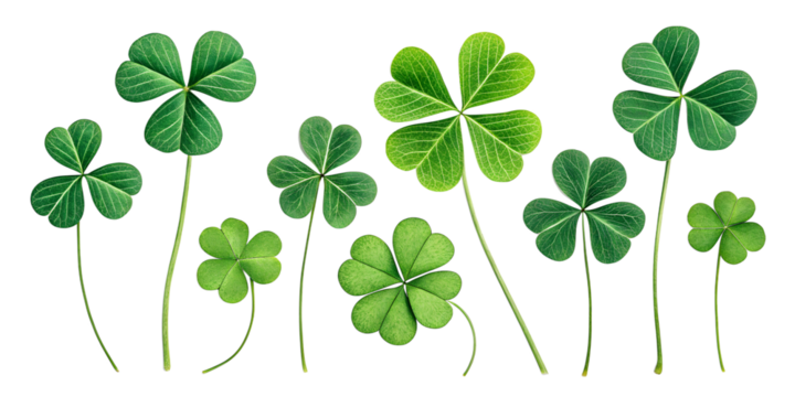 collection set of green lucky clover and shamrock
