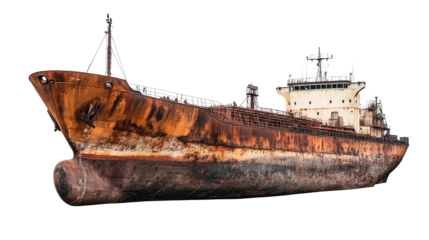 An old oil tanker isolated on transparent background (3)