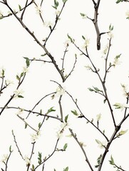 Obraz premium Beautiful tree with delicate white flowers blooming in spring, showcasing nature's splendor Seamless Texture