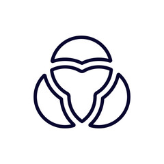 This abstract design features three interlocking shapes forming a harmonious and balanced pattern.