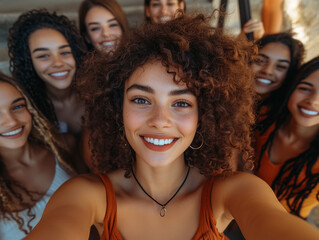 Bright Smiles and Good Vibes: Group Selfie with Friends