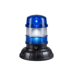 Flashing Blue Police Emergency Beacon Light Isolated on Transparent Background.