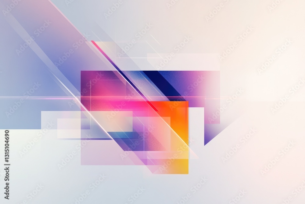 Poster striking abstract digital artwork with vibrant colors and geometric shapes creating immersive futuri