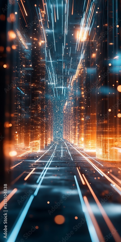 Poster dynamic lighting effects creating a sense of movement in data flow