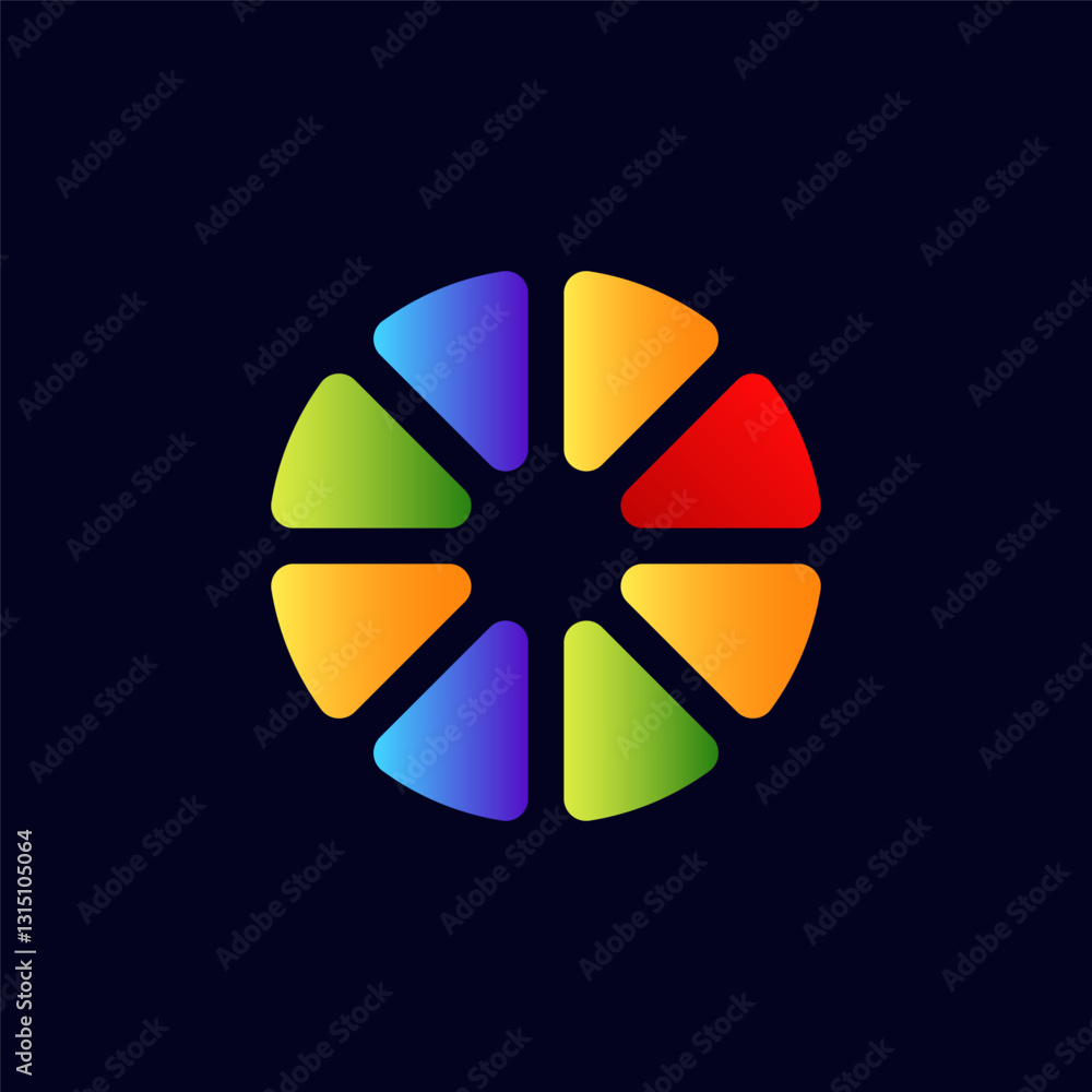 Aufkleber a vibrant circular logo displays colorful gradient segments arranged like a wheel. it is simple and 