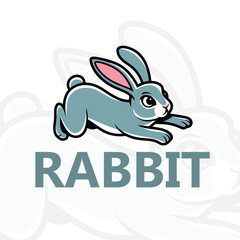 Jumping Bunny Mascot – Adorable and Energetic Rabbit Cartoon for Logos, Stickers, and Marketing