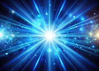 Fototapeta premium Abstract Double Exposure: Sparkling Blue Rays, Celestial Burst, Cosmic Energy, Light Beams, Fantasy Art
