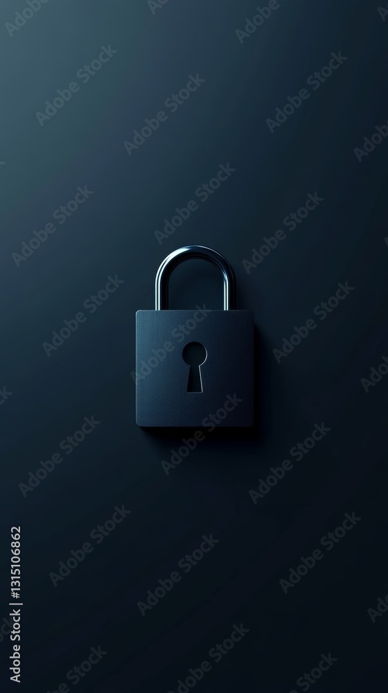Poster dark background with closed padlock symbolizing security and protection