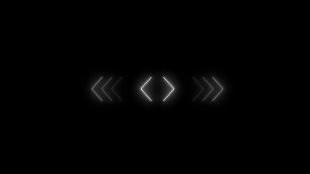 glowing neon left and right  direction arrow  looping on black background. arrow shaped neon sign.  neon left and right arrow moving concept. 4k 