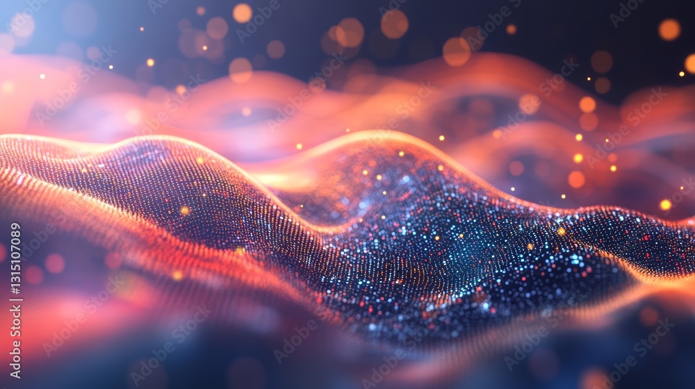 Poster this abstract image showcases flowing waves of light with vibrant colors and bokeh effects. perfect 