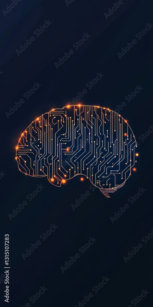 Aufkleber a striking digital illustration of a brain composed of circuit patterns on a dark background, symbol