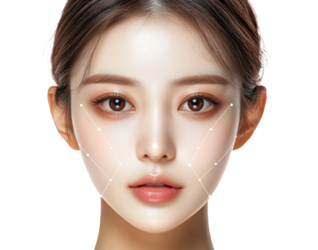 Portrait aesthetics facial analysis enhancements isolated on transparent background, png