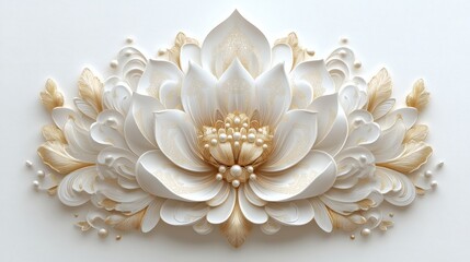 Ornate White And Gold Floral Design