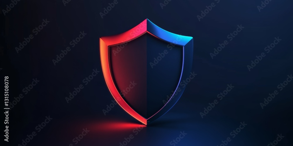 Poster this captivating abstract 3d shield design features a striking blue and red gradient. it symbolizes 