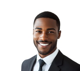 Professional smiling man business portrait isolated on transparent background, png