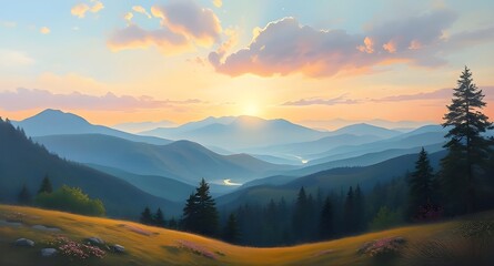 Obraz premium nature landscape oil paint