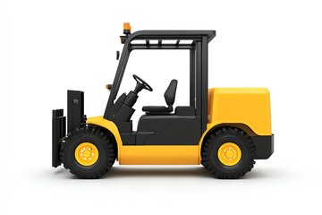 Naklejka premium Yellow Forklift Truck Isolated on White Background for Industrial Use