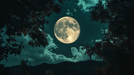 Naklejka premium Eerie Moon Night Sky Photography