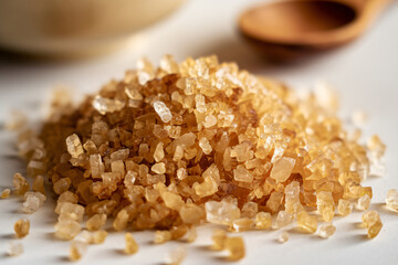 Macro Shot of Golden Brown Sugar Crystals