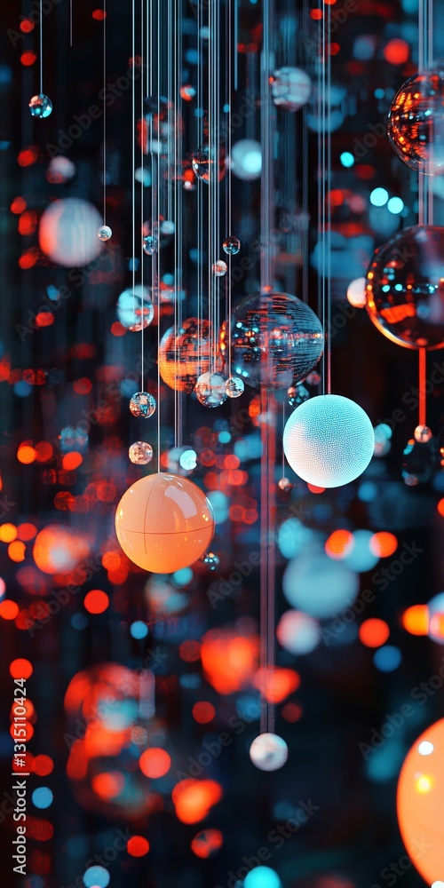 Poster a stunning visual representation of objects transforming into data streams, featuring glowing sphere