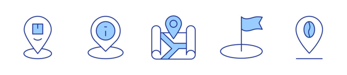 location pin, placeholder, information, location, place. Location Icon vector illustration. Line Duotone style. Editable stroke